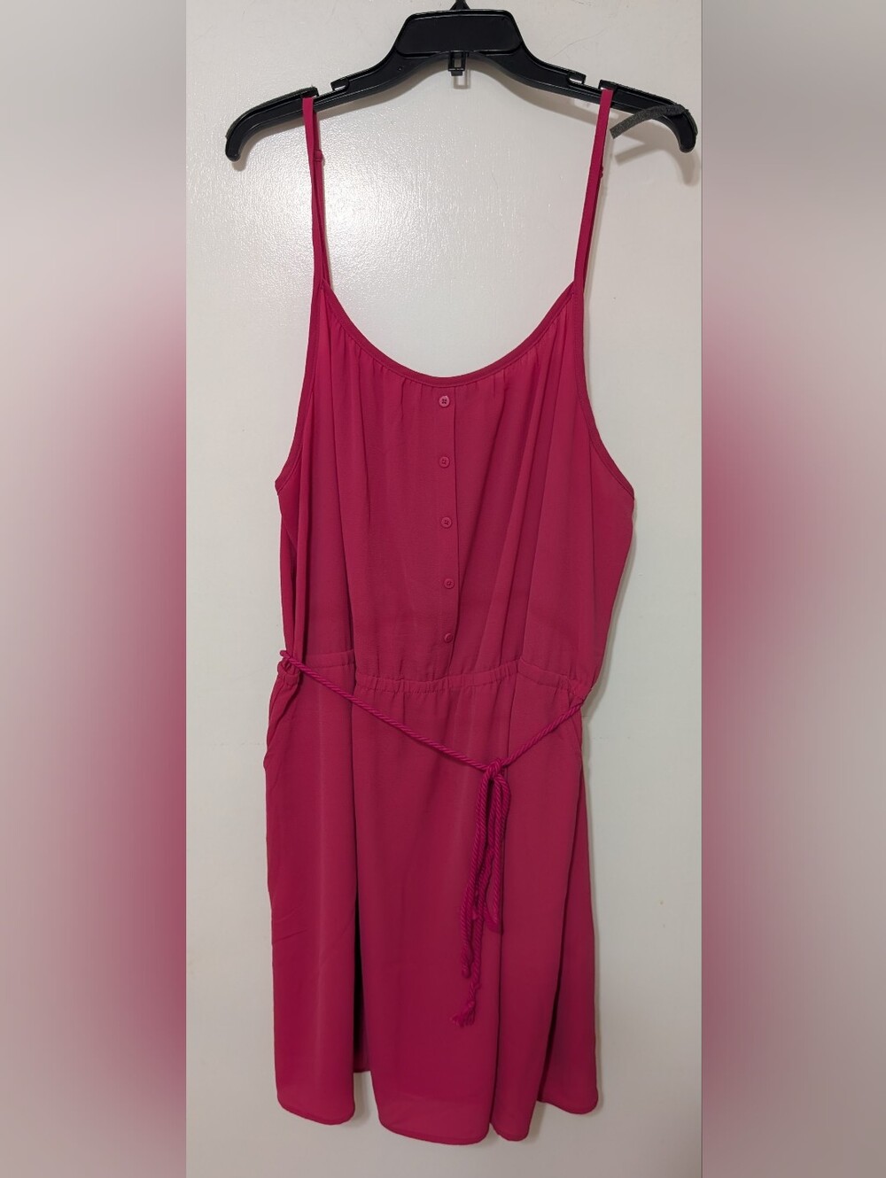 Reitmans Fuchsia Strapless Button-Front Dress with Rope Tie